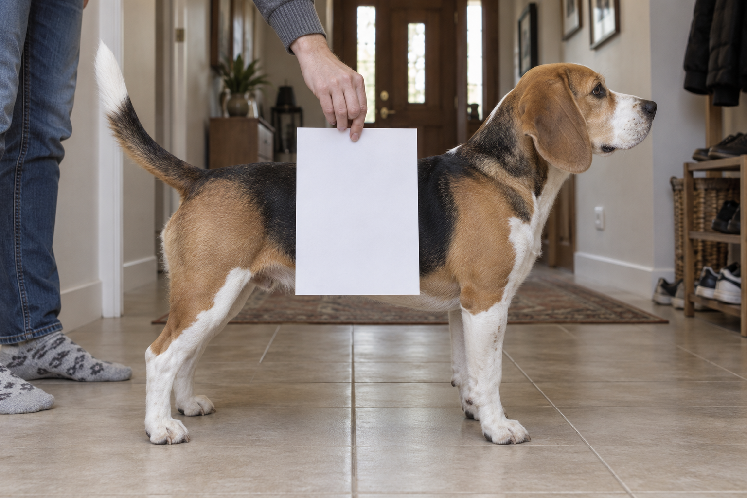 Try the tool with a sample Beagle photo: side profile with all four paper corners visible