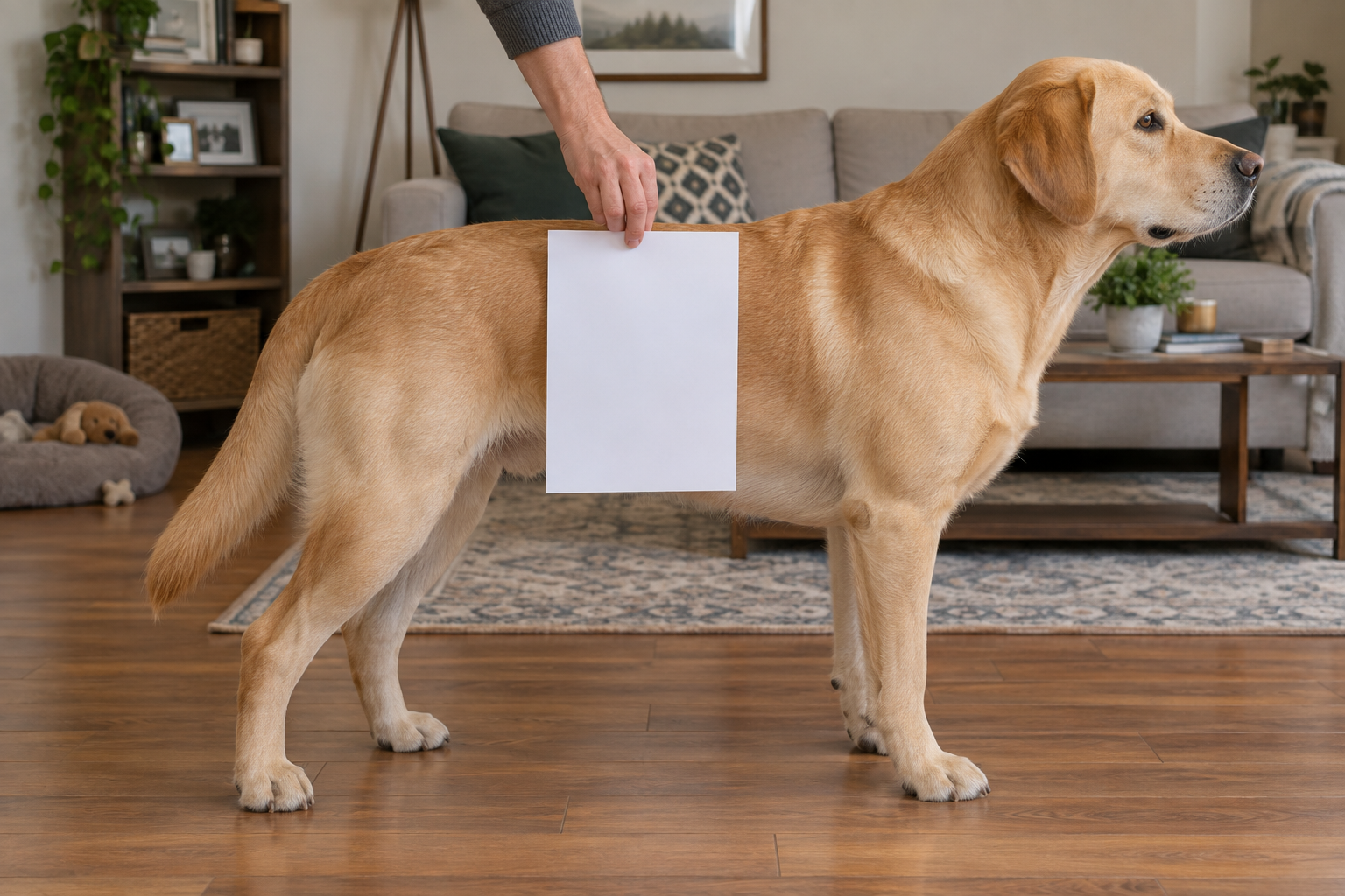 Try the tool with a sample Labrador photo: side profile with all four paper corners visible